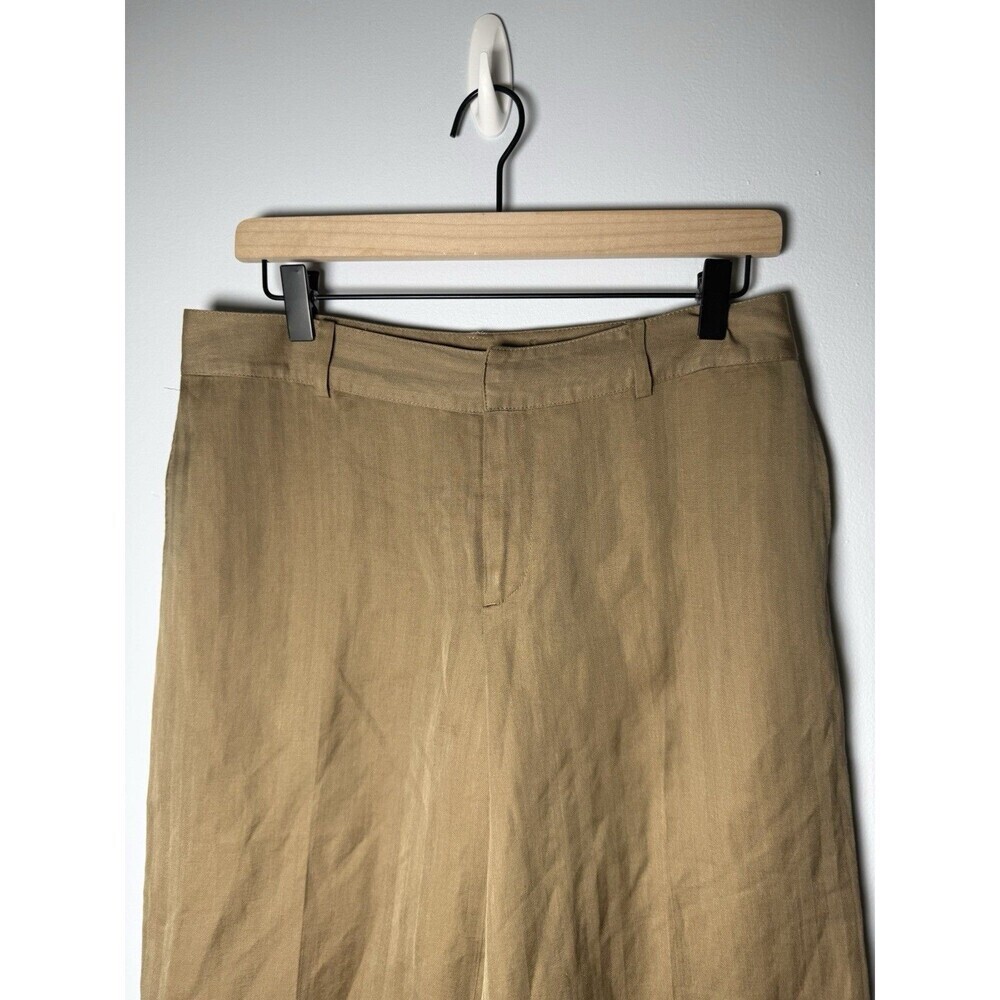 Banana Republic Capri Cropped Silk & Linen Contoured Fit Pants - Brown - Size 8 - Picture 4 of 16